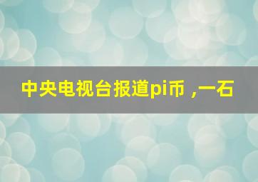 中央电视台报道pi币 ,一石